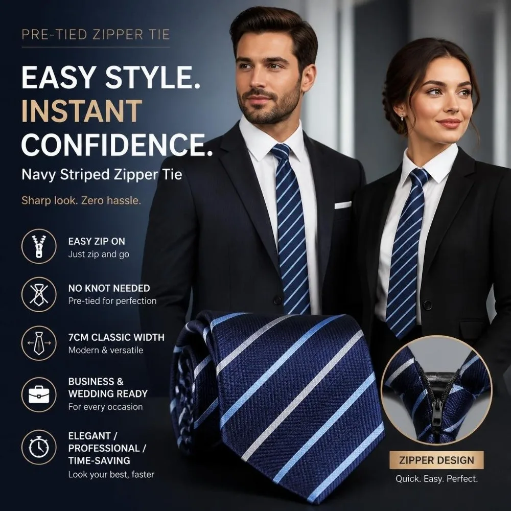 No-Tie Easy Zipper Tie with Elastic Band Multi-Color Easy Pull Lazy Tie Plaid 7cm Width Pre-Tied Zipper Necktie Men Women