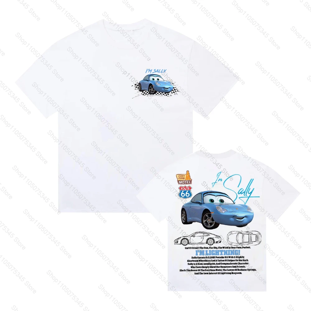 البرق ماكوين وسالي مطبوعة زوجين تي شيرت الرجال سالي وماكوين الصيف تنفس التجفيف السريع عادية المتضخم تيز #3