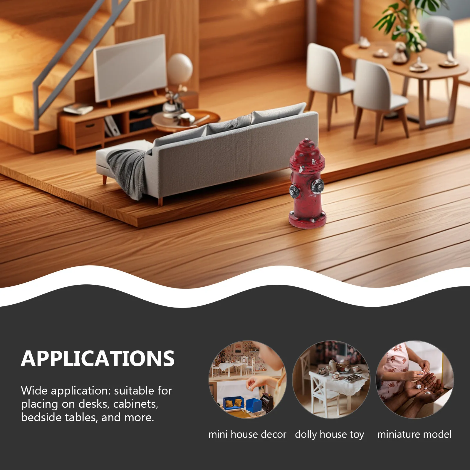 2Pcs Mini Resin Fire Hydrant Core Decoration Firefighter Theme Cake Topper Micro Landscape Ornament for Home Desk Cabinet