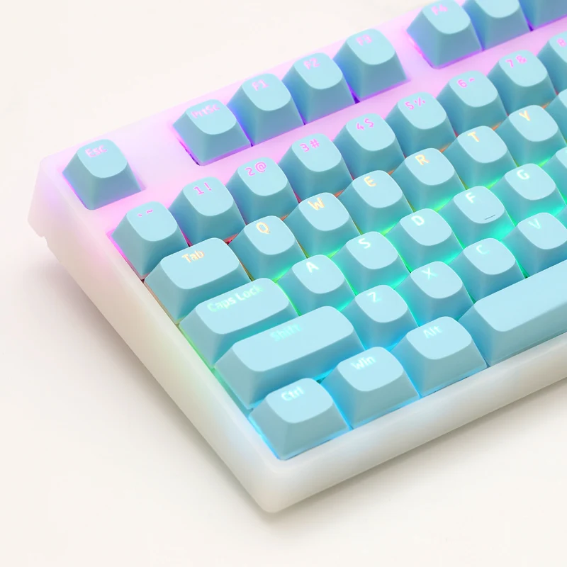 Solid Color Translucent Theme Keycaps 117 Key Oem Cherry Profile Pbt Thermal Sublimation Mechanical Keyboard Personalized Keycap