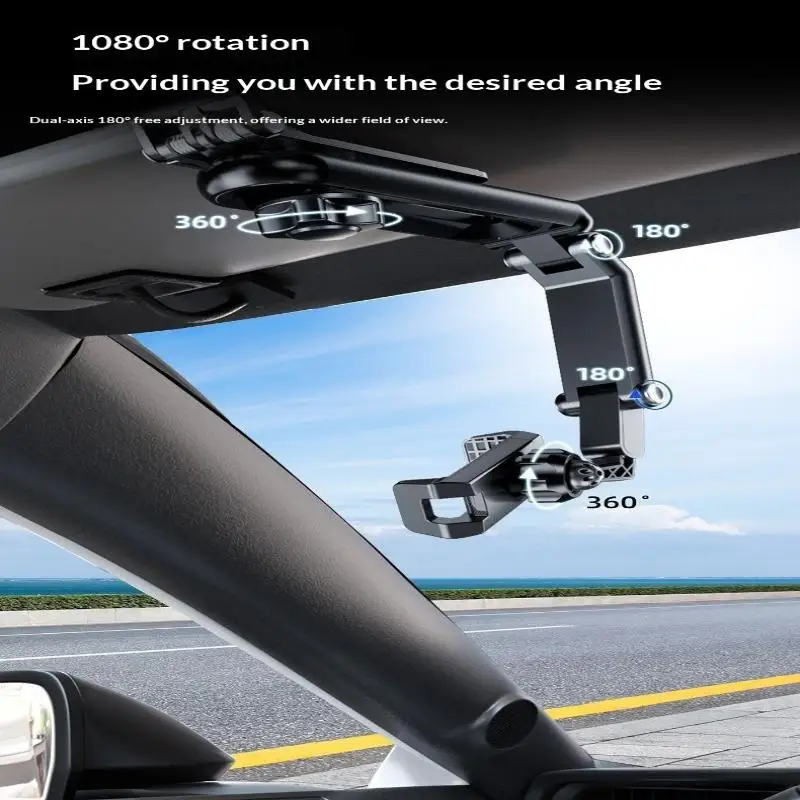 Car Sun Visor Phone Holder 360° Rotating Universal Clip-on Phone Mount Support Hands-free Call for Car Driving Road Trip Use