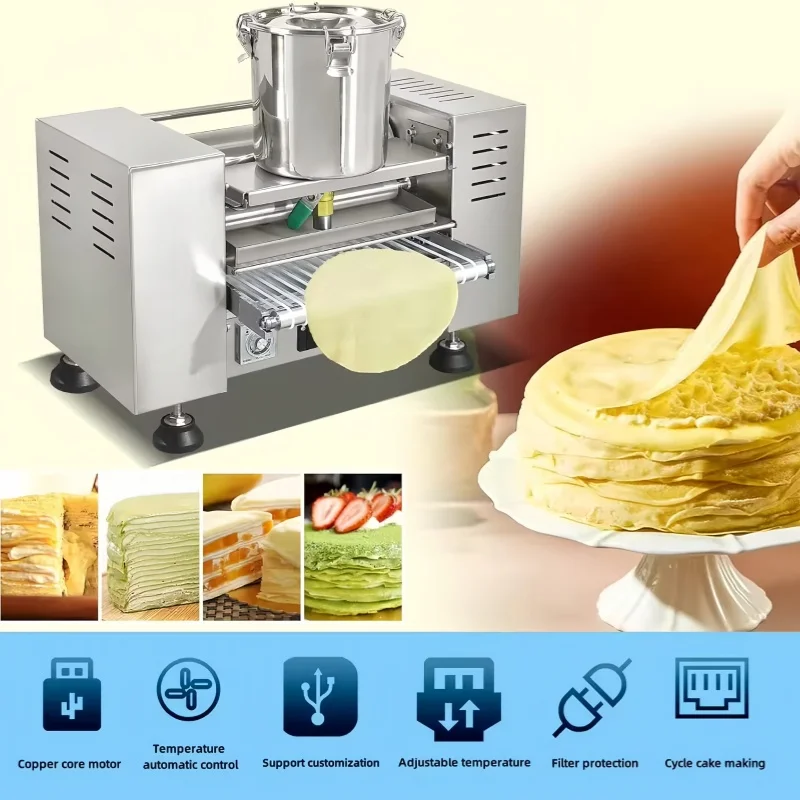 Venda quente elétrica comercial crepe ovo rolo panqueca primavera rolo camada crepe equipamentos mil camadas bolo máquina