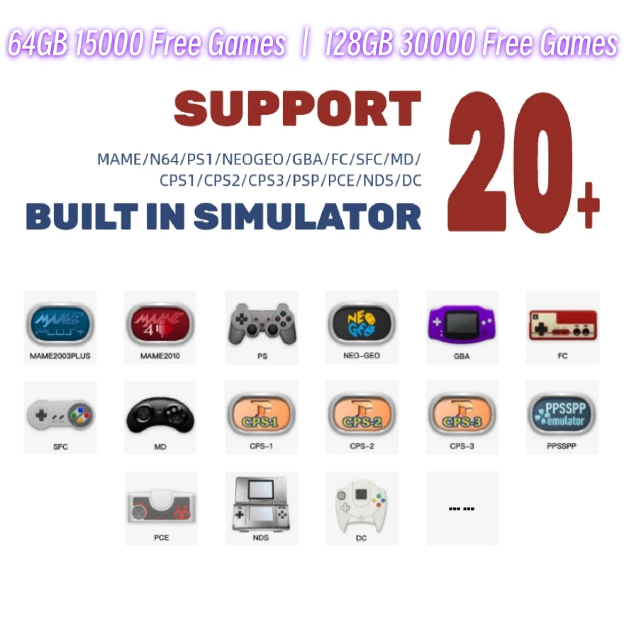 O30S Tragbare Spielkonsole Retro Handheld-Spiel-Spieler Mini 3,5 "IPS Bildschirm 64 GB 128 GB 30000 Kostenlose Spiele Für PSP/PS1/MAME Arcade