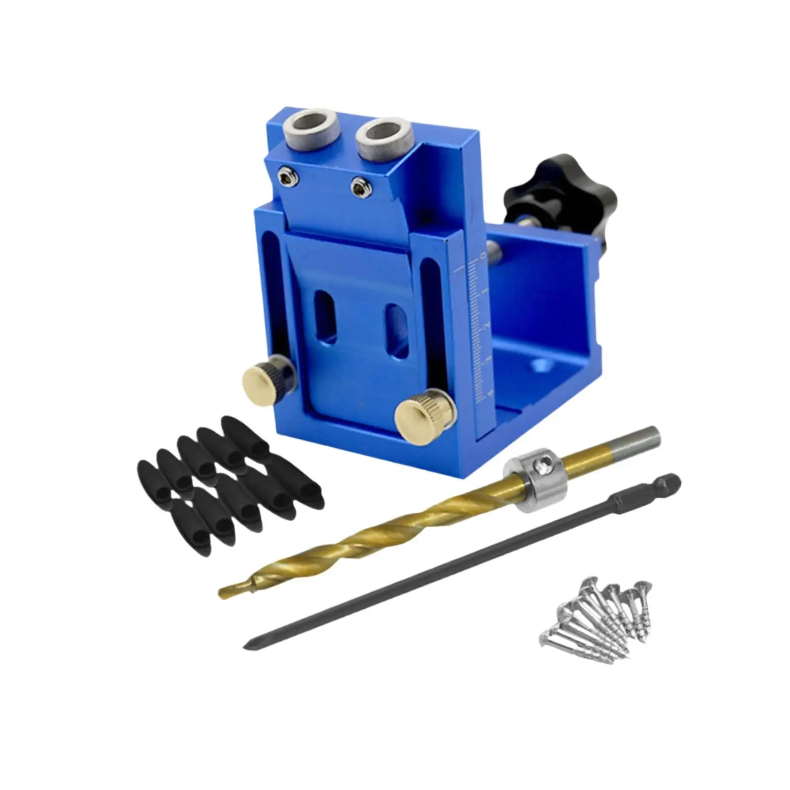 Pocket Hole Jig Durable Aluminum Alloy Woodworking Tool Dowel Drill Guide Set for Home and Pro Woodwork