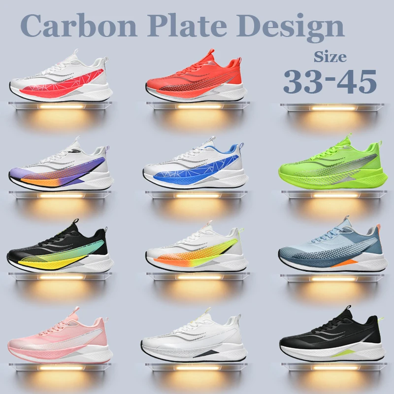 2026 New Men's Running Shoes and Casual Sports Shoes, Featuring a Carbon Plate Design, Lightweight and Breathable, Suitable for Young Students' Daily Casual Wear, Walking, and Training, Fashionable and Trendy, Unisex, Available in Sizes 33-45