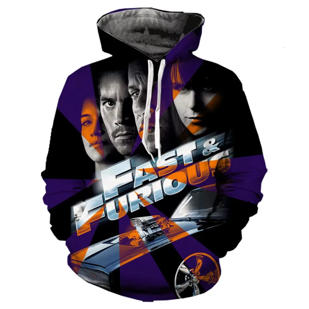 Movie The Fast And The Furious 3D Printed Men's Hoodie Harajuku Long Sleeves Oversized Pullover Sweatshirt Kids Unisex Clothing