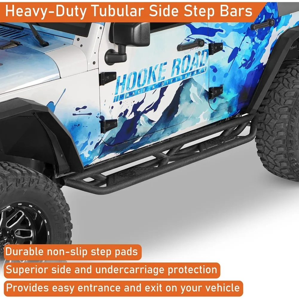 Wrangler JK Drop Side Steps Nerf Bars Running Boards Compatible with Jeep Wrangler JK Unlimited 4 Doors 2007-2018