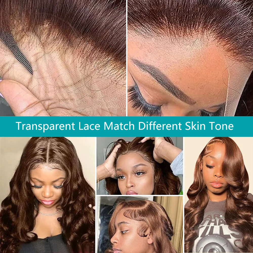 ช็อกโกแลตสีน้ําตาลลูกไม้ด้านหน้าWigs Body Waveบราซิลสี 46 นิ้ว 13X6 สีน้ําตาลวิกผมลูกไม้ด้านหน้าด้านหน้า 100% วิกผมมนุษย์Pre Plucked