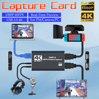 USB 3.0 4K HDMI-Compatible Capture Card 1080P 60FPS Game Capture Card Gaming Capture Card for Streaming Works for PS4/Camera/PC
