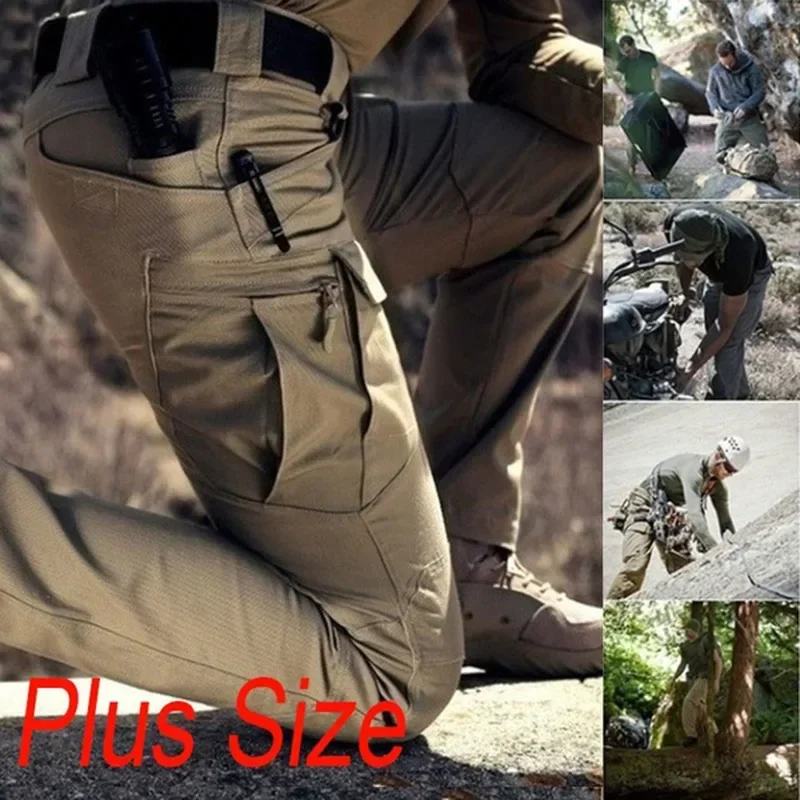 Plus Size 6XL Cargo Pants Men Multi Pocket Outdoor Tactical Sweatpants Hunting  Quick Dry Elastic Hiking Trouser