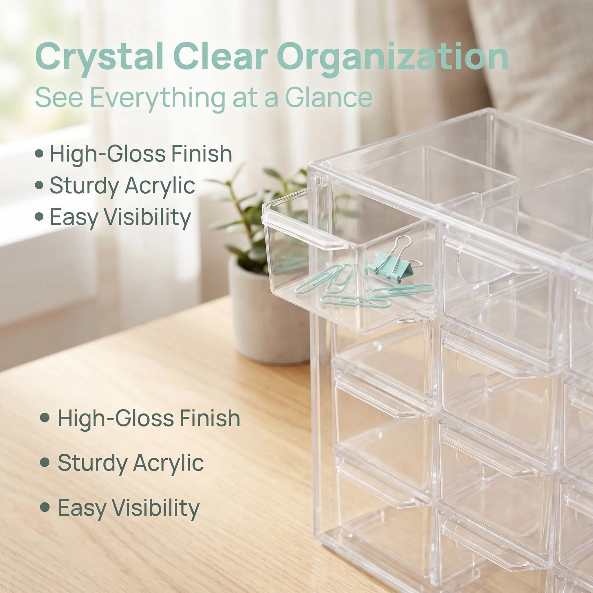 Compact Drawer Storage Box with Classified Grids for Earrings Necklaces Bracelets Lotions Lipsticks Desktop Tabletop Organizer