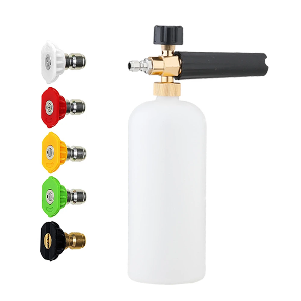 Snow Foam Sprayer Soap Lance 1L Foamer Cannon 1/4 Inch with 5 Nozzle Washing Bottle for Car Pressure Washer Generator Water Gun