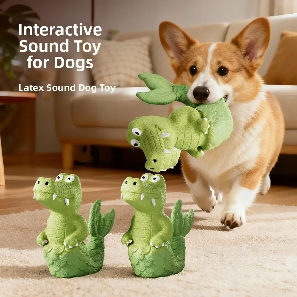 

Natural Latex Squeaky Alligator Dog Chew Resistant Durable Latex Chew Teething Function Green Color Pet Interactive
