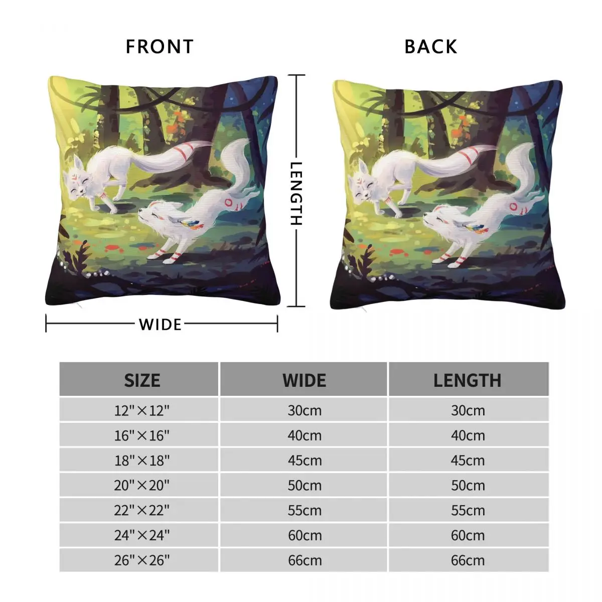 Cute Foxs Forest Follow Me Square Pillowcase Polyester Linen Velvet Pattern Zip Decorative Car Cushion Cover