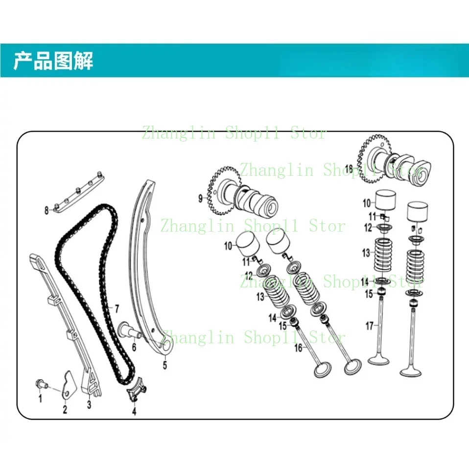 Motorcycle 250SR-FUN Intake Exhaust Valves for CFMOTO CF250-6 Valve Spring Valve Stem Sealing Ring Tensioner Assembly view 6