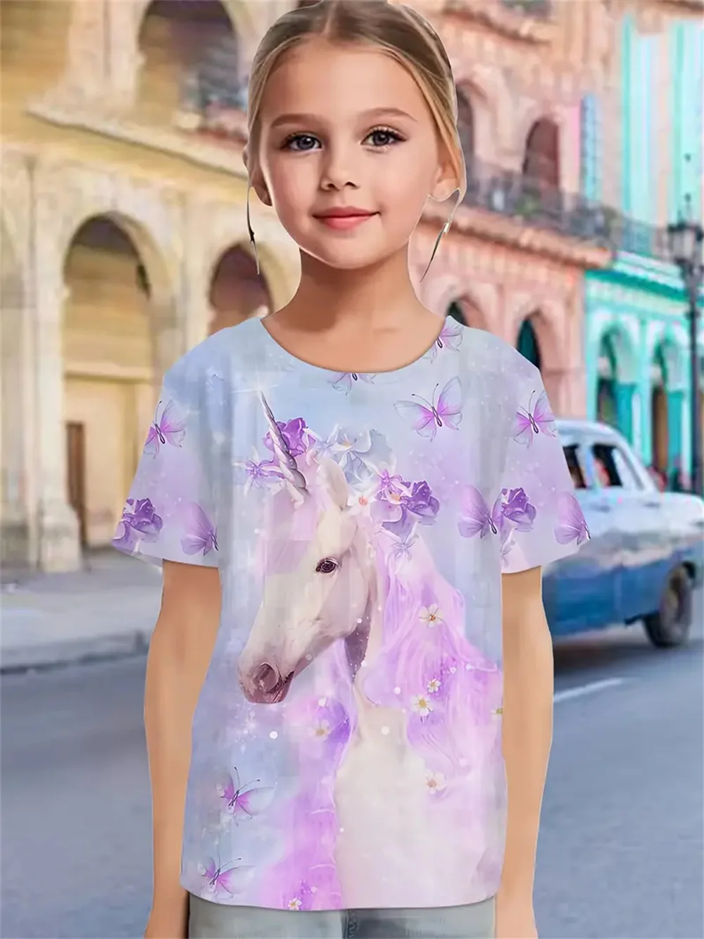 2025 Casual T-Shirts Girls' Clothing New Funny Animal Horse 3d Print Girls' T-Shirts Party Fashion Short Sleeved Tops Tee