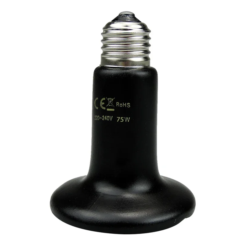 Ceramic Emitter Heat Lamp Bulb Pet Heating Light Bulb Infrared Black for Ceramic Heate Reptile Animals Heater Brooder Chocadeira