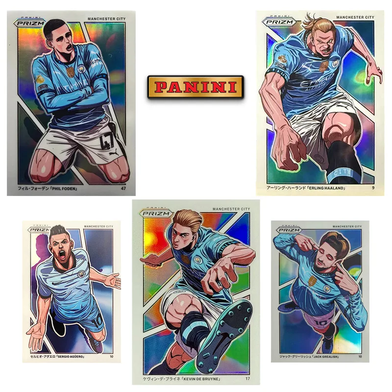 

Panini 2025 Prizm Manga Haaland Foden De Bruyne Grealish Aguero Manchester City Diy Homemade Football Star Trading Cards Gift