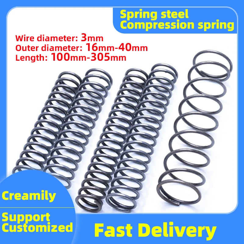 

Creamily 2PCS Y-Type Compression Spring Spring Steel Pressure Spring Wire Diameter 3mm Outer Diameter 16-40mm