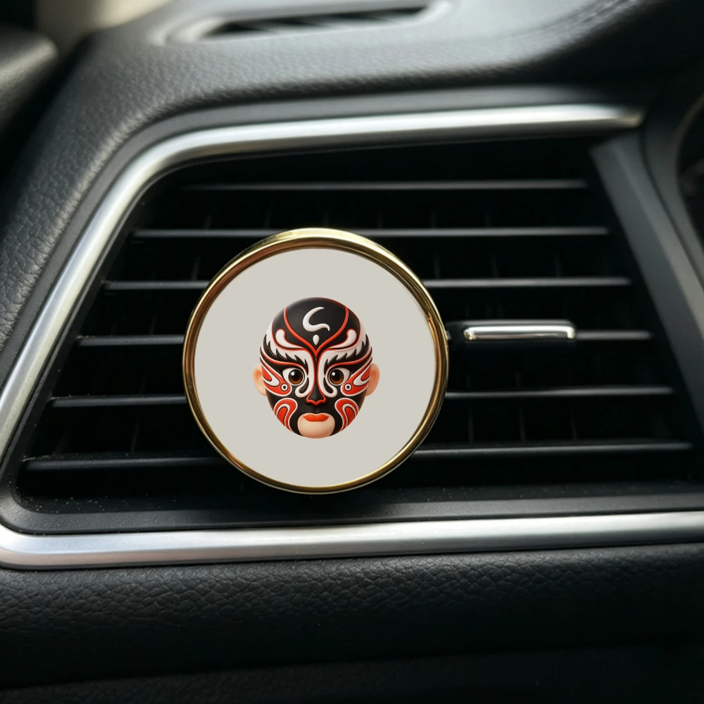 Chinese Style Car Air Freshener Cartoon Opera Face Mask Pattern Vent Clip Unique Auto Fragrance Cultural Festival Gift