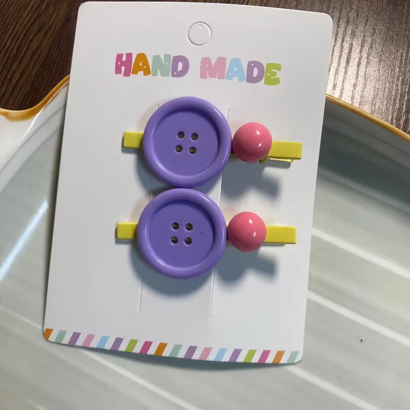 2 Stück/Set neue süße Knopf Haarnadeln für Baby Mädchen Süßigkeiten Farbe Pony Clip haarspangen mädchen haarklammer Haarschmuck – Detail 6