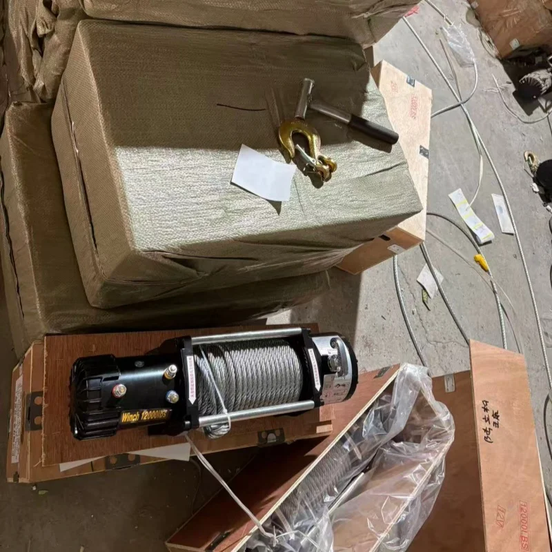 Factory Price 12000 Lbs Heavy Electric Wire Rope Winch 12V/24V Self Locking Recovery Winch for Large Truck & Folding Jib Crane