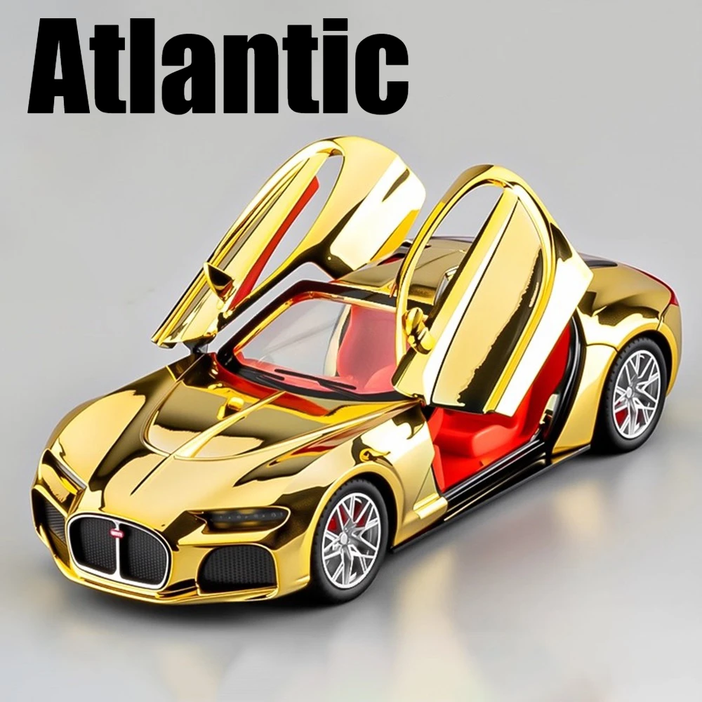 Jouet de voiture de sport BOLIDE atlantique 1:24, modèle en alliage moulé sous pression, son et lumière, modèles de véhicules miniatures, jouets pour enfants, cadeaux de loisirs