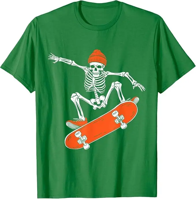 Skateboard-Skelett auf Skateboard Halloween Skater T-Shirt Y2k Skateboarder Grafik-Bekleidung Outdoor-Kleidung Mode-T-Shirt – Detail 15