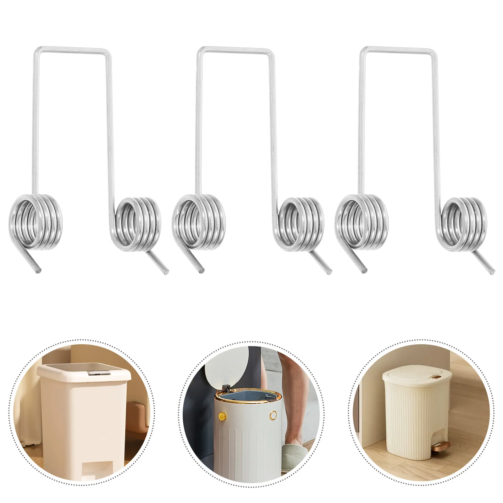 

6pcs Stainless Steel Torsional Spring For Trash Can Lid Replacement Universal Fit Kitchen Garage Outdoor Trash Cans