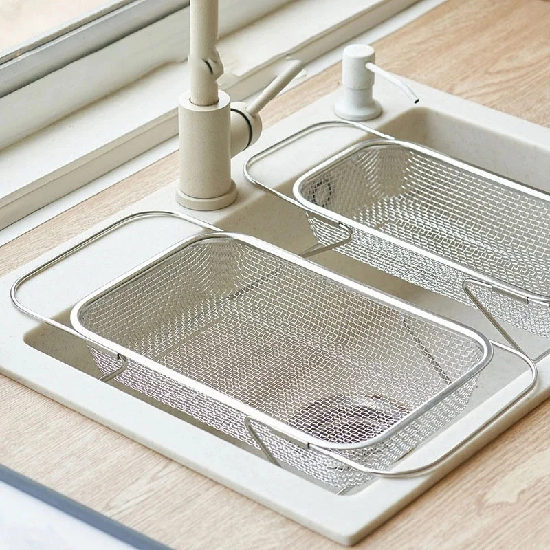 Expandable Stainless Steel Dish Drying Rack Over Sink with Adjustable Width for Tableware and Cookware Kitchen Organizer
