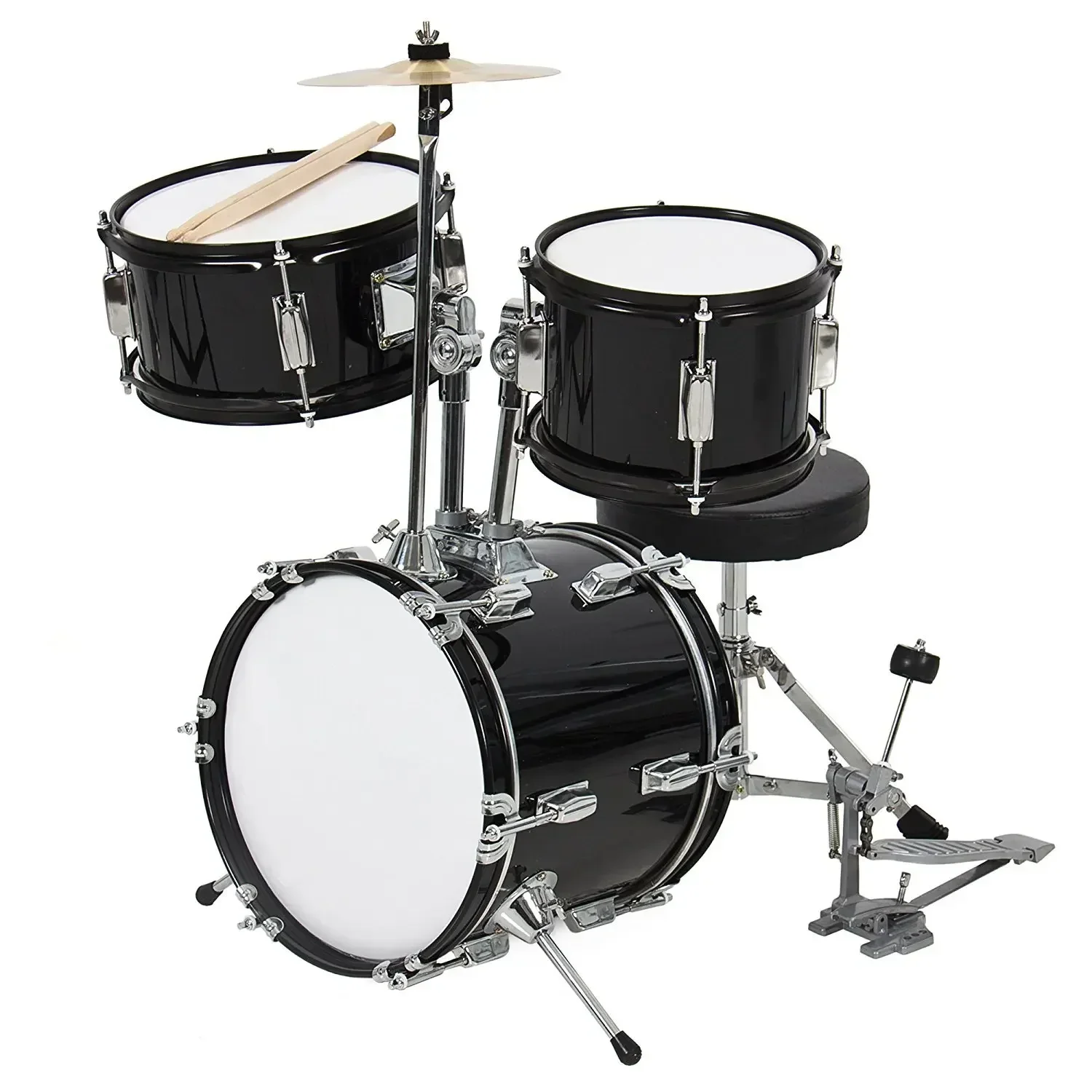 Beginner's drum three piece wooden stool tool set