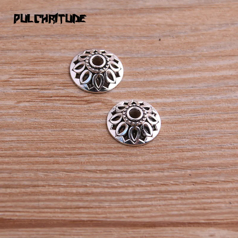 40pcs 5*14*14mm Two Color Receptacle Hollow Flower DIY Spaced Jewelry Accessories Charms For Jewelry Making