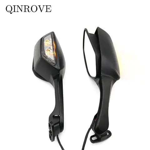 오토바이 액세서리 가와사키 닌자 400 650 ZX10R 혼다 CBR600RR 1000RR 용 LED 턴 시그널 라이트 사이드 미러가있는 후면 미러