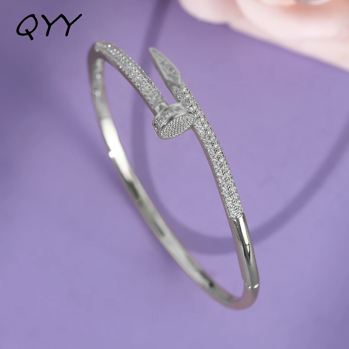 QYY, lo más nuevo, pulsera de cobre con circonita para mujer, brazaletes con apertura diaria de Europa y Estados Unidos, accesorios de joyería para espectáculo festivo
