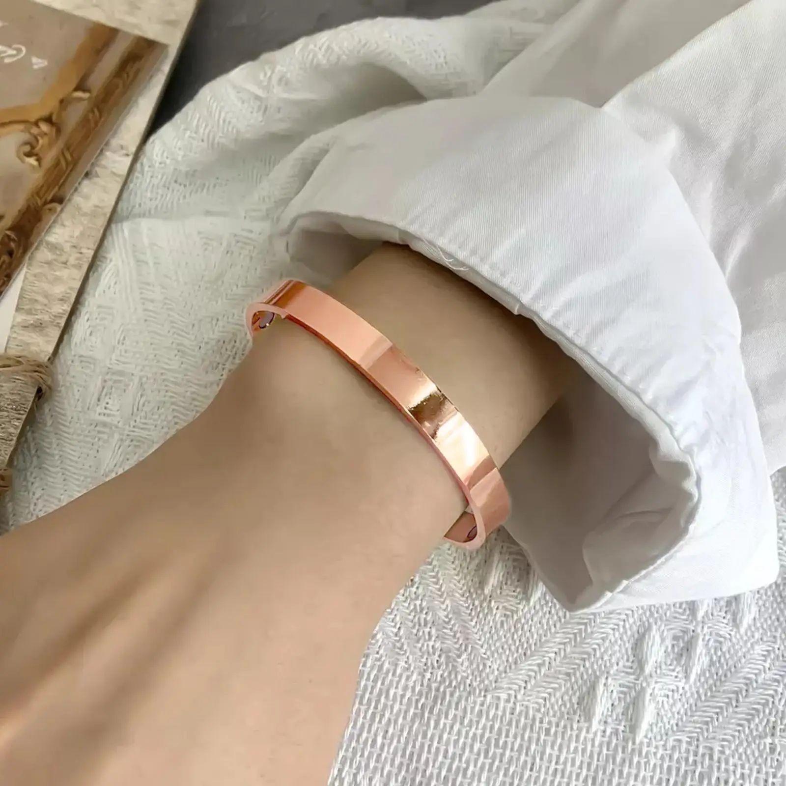 Pure Copper Bracelets Arthritis Pain Relief Adjustable Magnetic Bangles Rose Gold Fashion Bracelet for Gift -Giving Occasions
