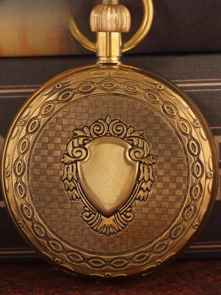 ساعة الجيب الميكانيكية الأوتوماتيكية من النحاس النقي، ساعة قلادة قلادة قلادة الحنين الرجعية