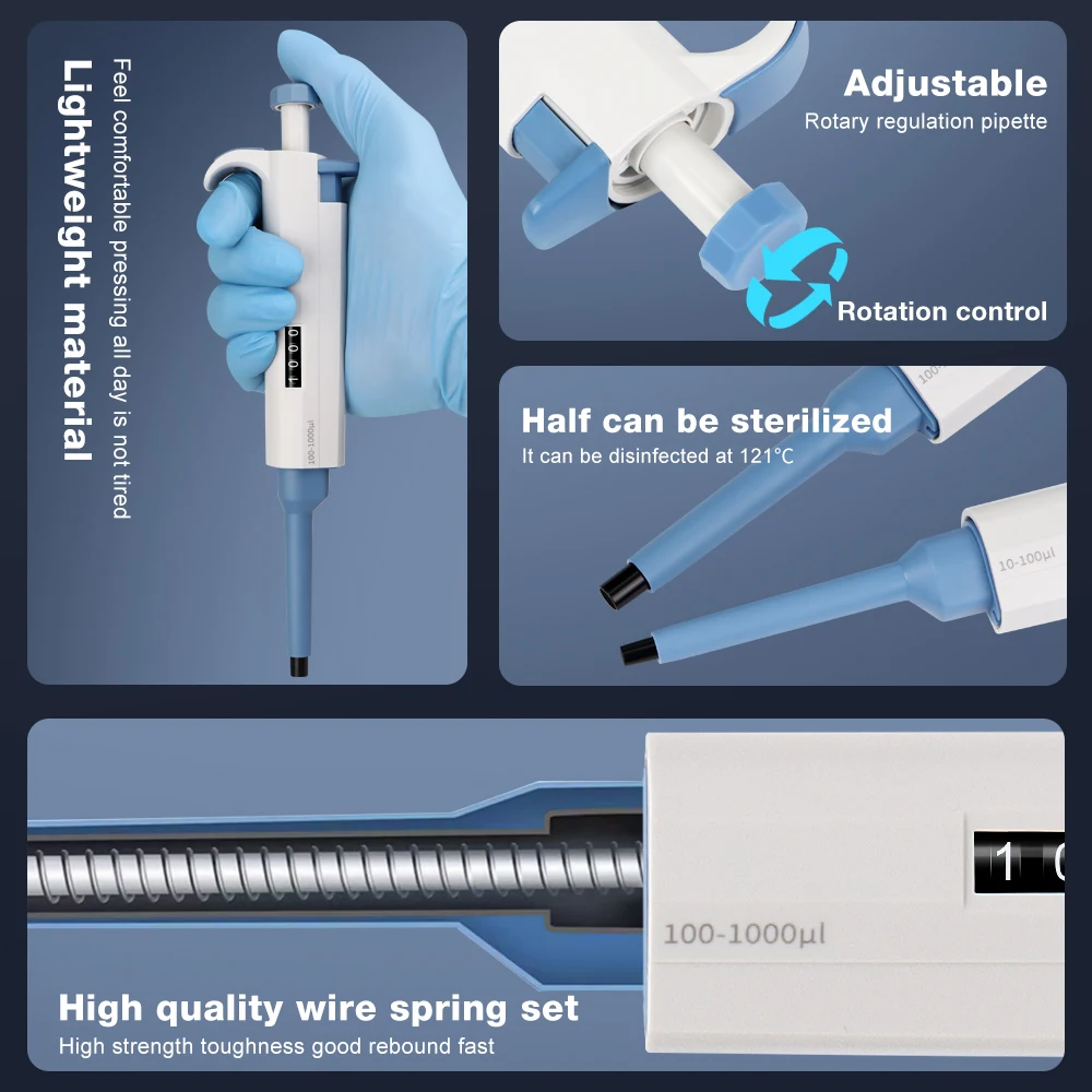 0.1-1000UL YY23-YY31 Laboratory Pipette Adjustable Single Channel Pipette Digital Micropipette With Pipettor Tips