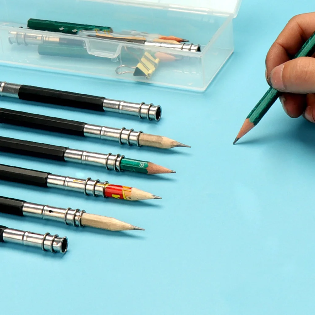 

13 Pcs Pencil Lengthener Metal Handle Extenders Extending Tool Aluminum Holder for Artists Abs Extension Office Clip Reusable