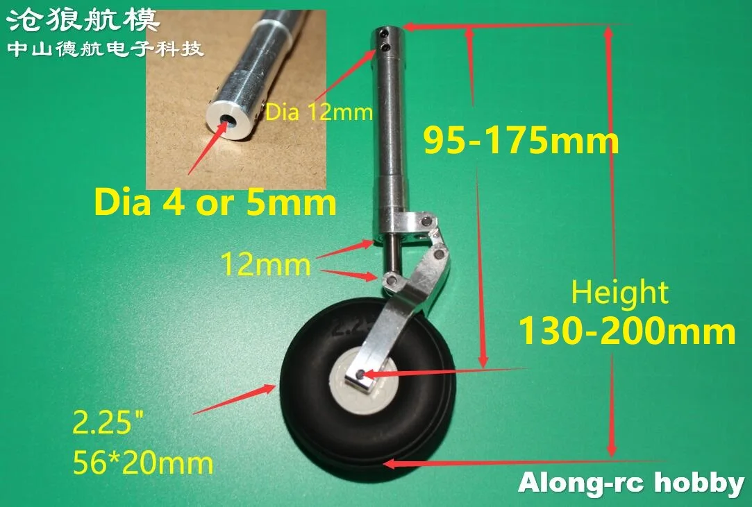 Pièce d'avion RC 120 à 210mm, train d'atterrissage à genoux amortissant avec roue, vis sans fin, trépied, adapté aux avions de 3 à 5kg, avion souterrain