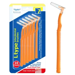10Pcs L Shape Interdental Brushes Tooth Push-Pull Removes Plaque Teeth Oral Care Hygiene Tool 0.4mm 0.6mm 0.7mm 0.8mm 1.2-1.5mm