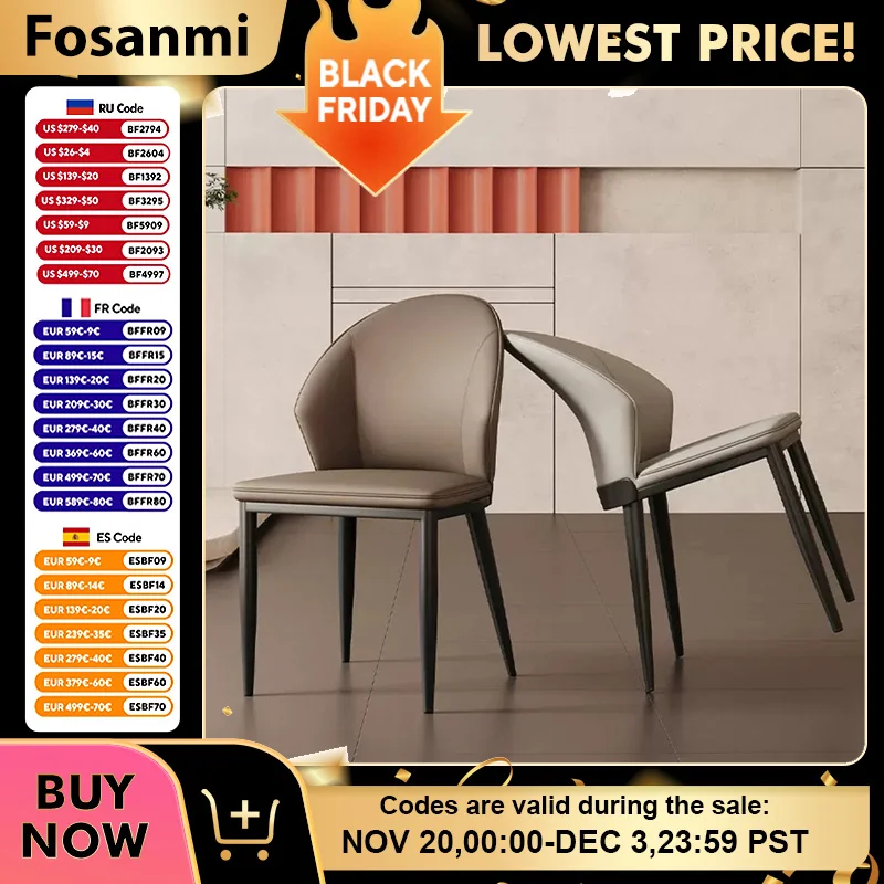 

Stylish Wingback Soft Leather Dining Chair Modern Steel Leg Restaurant Chair Simple Table Dinner Chairs for Kitchen Dining Room