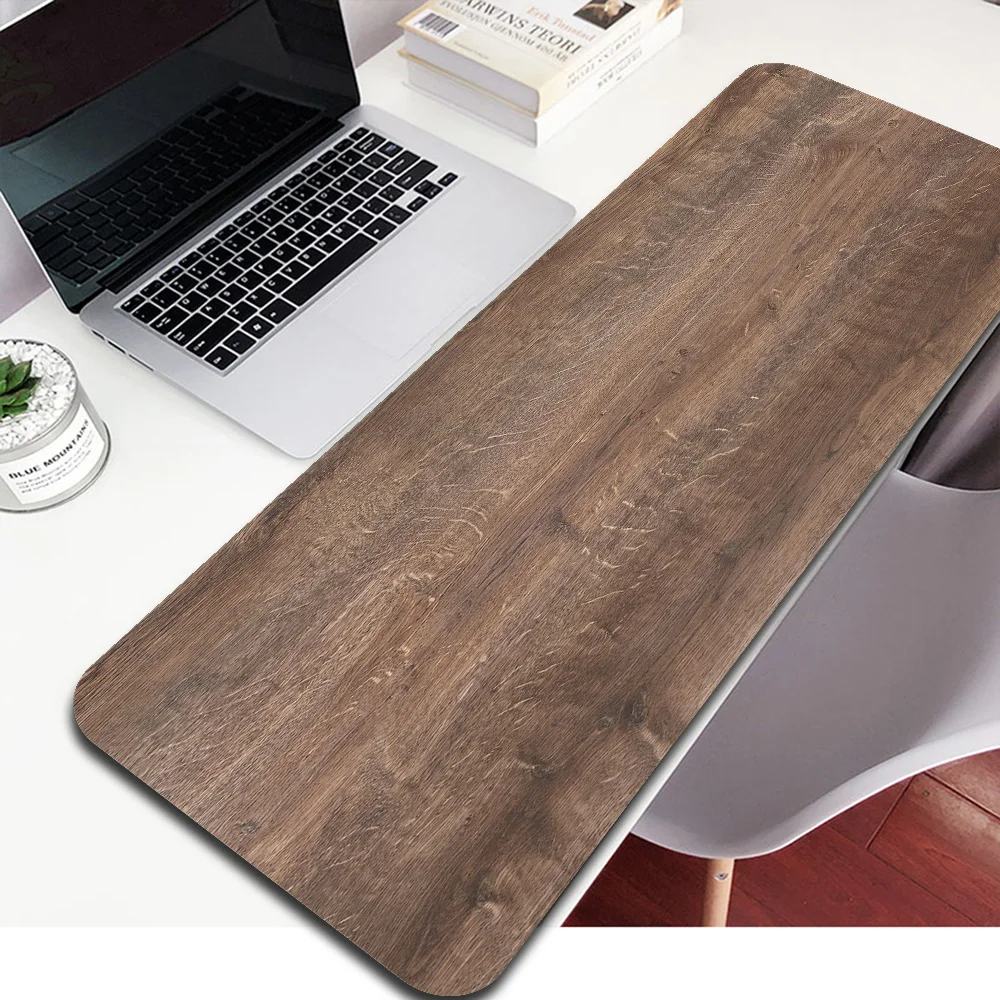 Alfombrilla de ratón grande de textura Natural, alfombra de madera para mesa de ordenador, mesa de teclado para Gamer de oficina, alfombra ergonómica para jugadores, portátiles para juegos de 900x400