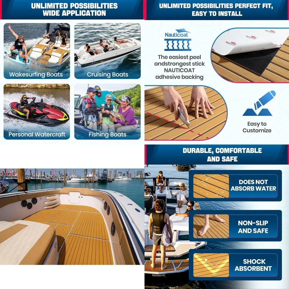

EVA Foam Boat Flooring 92.5''x43.3/35.4/23.6" Marine Decking Faux Teak/Camo, Marine Flooring, Non Skid Boat Foam Decking for Boa