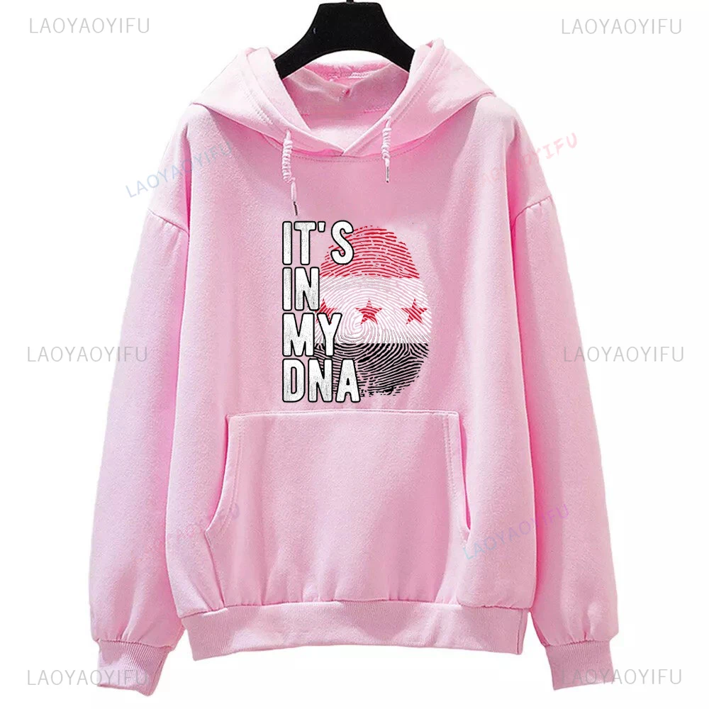 It's My DNA Syria Flag Men Women Polyester Harajuku Sweatshirt Pullover Hoodies Autumn and Winter Casual Drop Shoulder Hoody