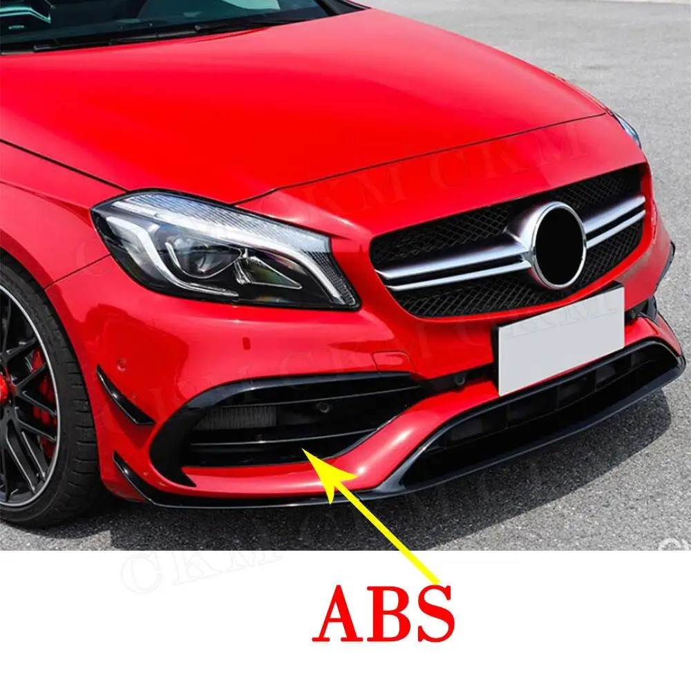 ABS Material Front Bumper Foglamp Cover Canards Trims for Benz A Class W176 A45 AMG 2016 2017 Car Bodykits Accessories