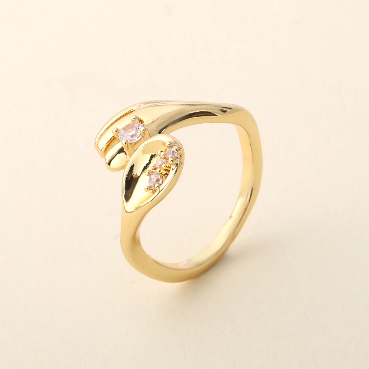 Vintage Royal 3Pcs Open Rings,Round Floral Medallion Wavy Leaf Marquise Crystal Gold Stacking Rings