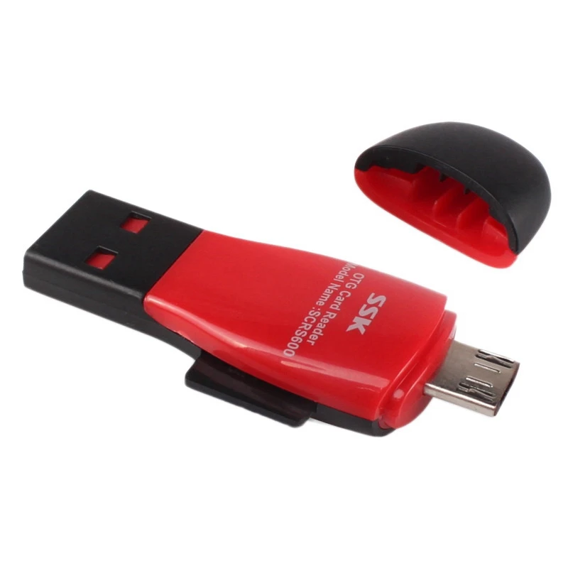 SSK SCRS600 Card Reader Plug and Play Dedicated OTG 180Mbps USB2.0 Micro-SD TF Dual Purpose Card Reader for Android