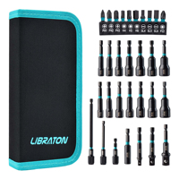 Libraton Magnetic Nut Driver Metric & SAE, 31PCS Impact Drill Driver Bit Set, Screwdriver Bits, Impact Socket Adapters