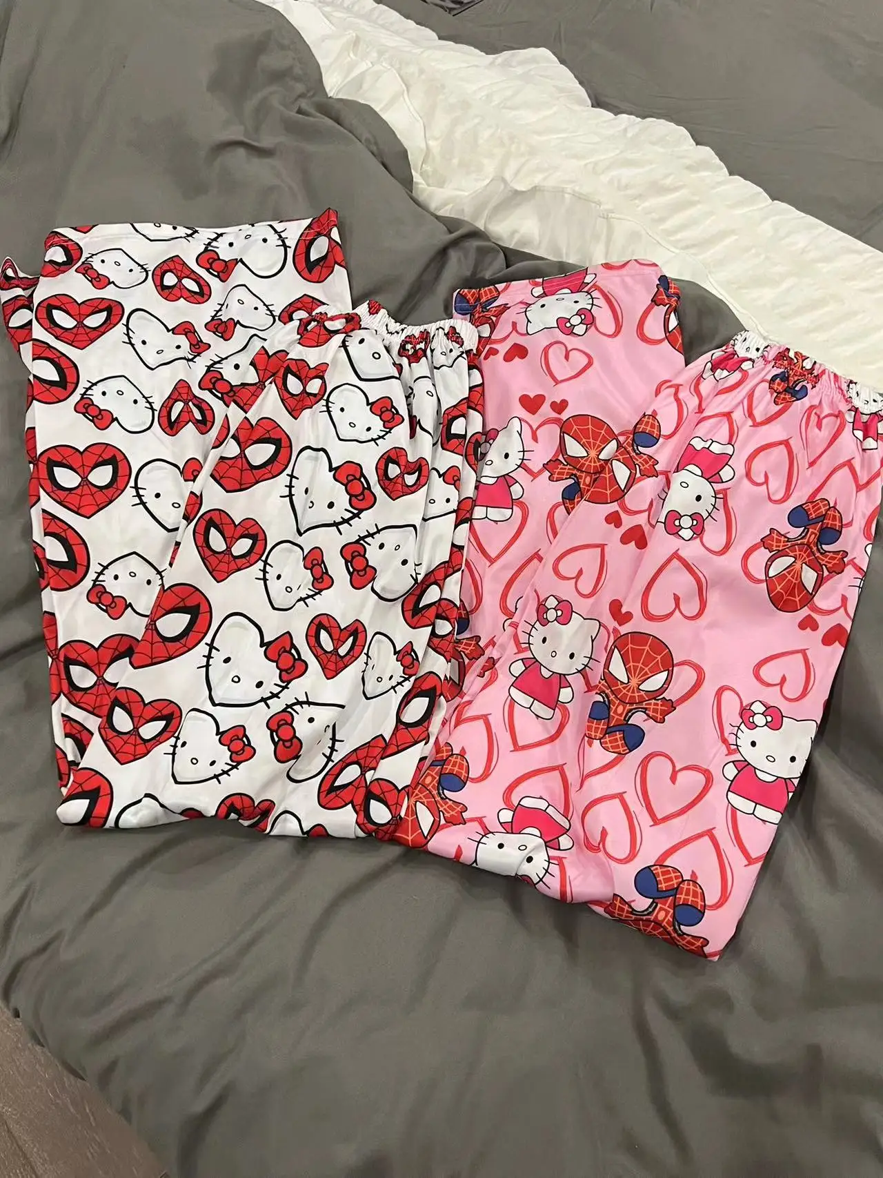 Hello Kitty Spider-man Katoen Losse Dames Pyjamabroek Pyjamabroek Dames Heren Cartoon Slaapbroeken Lounge Wear Meisjesslaap
