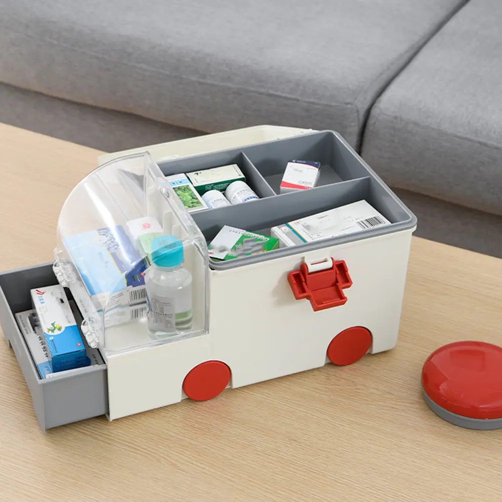First Aid Box Heavy Duty PP As Material Large Capacity Household Medicine Storage Case for Home Outdoor Travel Emergency